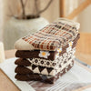 1pair Women Autumn and Winter Socks Brown Color Thick Retro Mid-calf Socks, Style: Small Square