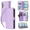 For Samsung Galaxy A73 5G Nine-card Slots Zipper Wallet Bag Leather Phone Case(Purple)