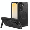 For Samsung Galaxy S25+ 5G Multi-function Holder MagSafe PU Phone Case(Black)