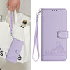 For Samsung Galaxy A26 5G Cat Rat Embossed Pattern RFID Leather Phone Case with Lanyard(Purple)