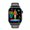 ET580 2.04 inch AMOLED Screen Sports Smart Watch Support Bluetooth Call /  ECG Function(Black Leather Band)