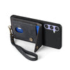 For Samsung Galaxy S25+ 5G Retro Card Wallet Fold Leather Phone Case with Strap(Black)