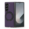 For Samsung Galaxy Z Fold6 5G Kevlar Carbon Fiber 360 Rotation MagSafe Holder Phone Case(Purple)