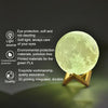 8cm Touch Control 3D Print Moon Lamp, USB Charging White + Yellow Light Color Changing LED Energy-saving Night Light with Wooden Holder Base