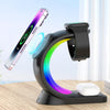 T17 3-in-1 RGB Atmosphere Light MagSafe Phone Watch Earphone Wireless Charger, Color: Black no Plug
