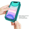 For iPhone 11 Wave Pattern 3 in 1 Silicone+PC Shockproof Protective Case(Dark Sea Green)