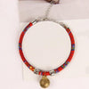 Handmade Cat Collar with Bell, Small (Red) - Adjustable & Safe