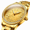 FNGEEN S777 Men Gold-Plated Diamond Zodiac Pattern Quartz Watch(Steel Belt)