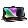 For iPhone 14 / 13 Nine-card Slots Zipper Wallet Bag Leather Phone Case(Wine Red)