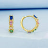 S925 Sterling Silver Gold Plated Zircon Colorful Earrings(BSE974)