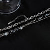 OPK GX2416 Stainless Steel Double Chain Glass Beads Necklace