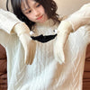Fall Winter Couple Students Magnetic Warm Gloves Cute Dolls Outdoor Hand In Hand Mittens, Size: Average(White)