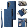 For Samsung Galaxy S25 Ultra 5G Multifunctional Frosted Zipper Wallet Leather Phone Case(Blue)