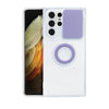 For Samsung Galaxy S22 Ultra 5G Sliding Camera Cover TPU Protective Case with Ring Holder(Purple)