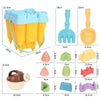 13pcs /Set Outdoor Castle Beach Toy Bucket Child Play House Cartoon Play Sand Dredging Tool(Yellow)