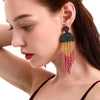Ethnic Earrings Handmade Beaded Bohemian Tassel Earrings, Colour: Green E68671
