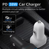 38W PD20W + QC3.0 USB Car Charger with USB to Micro USB Data Cable, Length: 1m(White)