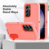 For Samsung Galaxy S24+ / S25+ 5G Rugged PC Hybrid Silicone Phone Case with Holder(Transparent+Orange)