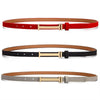 90cm Women Adjustable Leather Decorative Belt Casual Jeans Gold Buckle Thin Belt(Black)