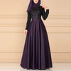 Lace Stitching Retro Large Swing Dress Ethnic Style Long-Sleeved Slim Dress, Size:XL(Purple)