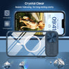 For iPhone 14 Plus Clear Acrylic + PC + TPU MagSafe Lens Sliding Cover Full Coverage Phone Case(Navy Blue)