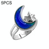 5 PCS Temperature Sensitive Discoloration Adjustable Open Ring(Star Moon)
