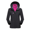 Women Outdoor Waterproof Jacket With Detachable Inner Warm Fleece for Camping Travel, Size: XXL(Black)