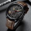 Curren 8324 Six-hand Leather Strap Waterproof Men Watch With Calendar, Color: Black Shell Khaki