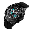 SKMEI 1538 Multi-Function Time Large Dial Steel Belt Men  Casual Sports Electronic Watch(Black-Silicone Belt)