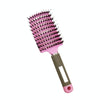 Retro Boar Bristles Hairdressing Big Curved Comb Curly Hair Massage Comb(Pink)