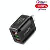 F002C QC3.0 USB + USB 2.0 LED Digital Display Fast Charger with USB to 8 Pin Data Cable, US Plug(Black)