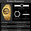FORSINING F980 Luminous Three Eye Six Shot Weekly Steel Belt Men Fully Automatic Mechanical Watch(Gold Belt Black Face)