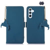 For Samsung Galaxy A36 5G Genuine Leather Magnetic RFID Leather Phone Case(Blue)
