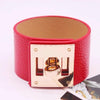 Punk Wide Leather Bracelets Bangles for Women Cuff Bracelet (Red)