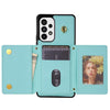 For Samsung Galaxy A52 4G / 5G / A52s 5G Three Fold Card Bag Phone Case with Long Lanyard(Mint)