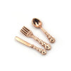 12 PCS / Set Simulation Kitchen Food Furniture Toys Dollhouse Miniature Accessories 1:12 Fork Knife Soup Spoon Tableware(Gold)