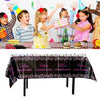137x183cm Happy Birthday PET Aluminum Film Tablecloths Disposable Waterproof Party Decorative Table Cloth, Style: English Black Balloon