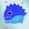 HAIZID Cute Cartoon Waterproof Silicone Children Swimming Cap(Fish Scales Royal Blue)