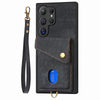 For Samsung Galaxy S25 Ultra 5G Retro Card Wallet Fold Leather Phone Case with Strap(Black)