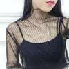 Sexy Mesh High Collar Long Sleeve Bottoming Blouse, Size:  One Size(Diamond)