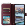 For Samsung Galaxy A34 Nine-card Slots Zipper Wallet Bag Leather Phone Case(Wine Red)