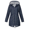 Women Waterproof Rain Jacket Hooded Raincoat, Size:XXXL(Navy Blue)
