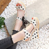 Women Sandals Dot Bowknot Platform Wedge Shoes, Size:35(White)