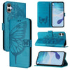 For Samsung Galaxy A06 4G / 5G Embossed Butterfly Leather Phone Case(Blue)