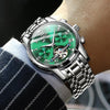 OLEVS 6607 Multi-function Men Big Flywheel Automatic Waterproof Mechanical Watch(Green)