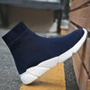 Knit Upper Breathable Sport Sock Boots Chunky Sneakers High Top Running Shoes for Men /  Women, Shoe Size:39(Blue)