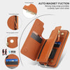 For Samsung Galaxy S23+ 5G Double Flap Zipper RFID Leather Phone Case with Short Lanyard(Brown)