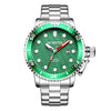 OCHSTIN 7003A Multifunctional Quartz Waterproof Luminous Steel Strap Men Watch(Silver+Green)