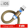 USB to 8 Pin Magnetic Metal Connector Nylon Two-color Braided Magnetic Data Cable, Cable Length: 1m(Gold)