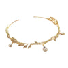Leaves Frontal Ornaments Crown Hair Band Rhinestone Headdress(Gold)